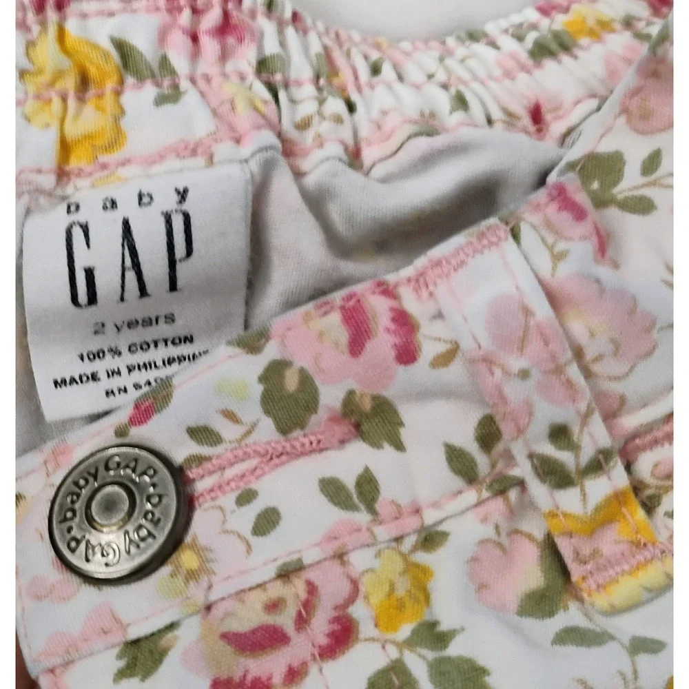 Vtg Baby Gap Sz‎ 2 Floral Flare Leg Pants Jeans 2T Cotton All Over Flower AOP